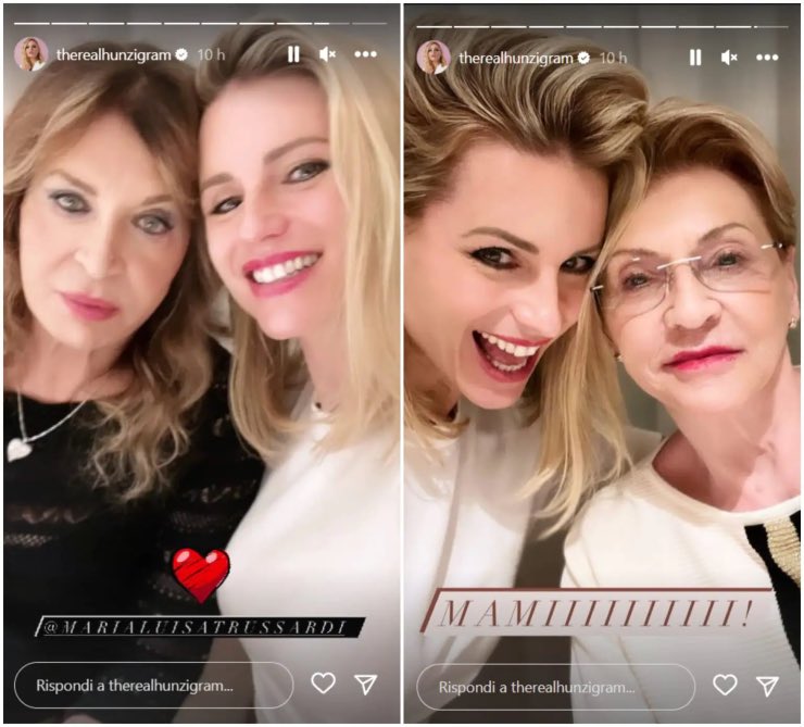 Michelle Hunziker con Maria Luisa Trussardi e su madre Ineke - Instagram