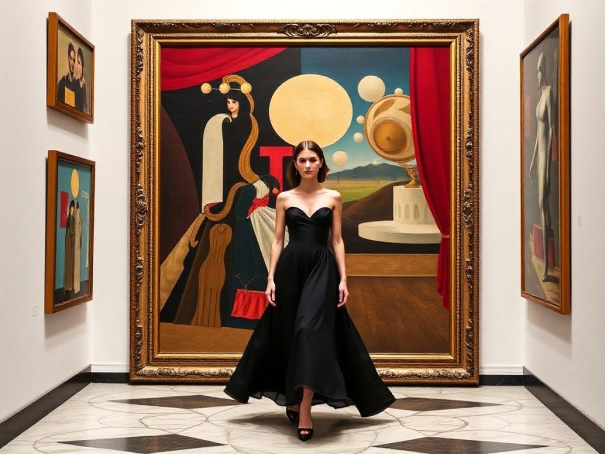 Moda Parigi, la femminilità estrema e sofisticata di Giambattista Valli sfila tra i quadri di De Chirico