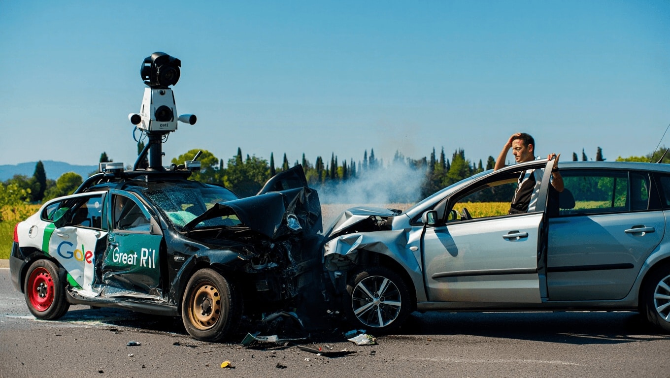 Ubriaco e fuori servizio si mette alla guida dell’auto di Google Street View e causa un violento scontro frontale: patente ritirata