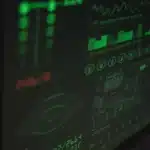 Mano che tiene una carta bancaria accanto a uno schermo con avviso di sicurezza e documenti finanziari sfocati