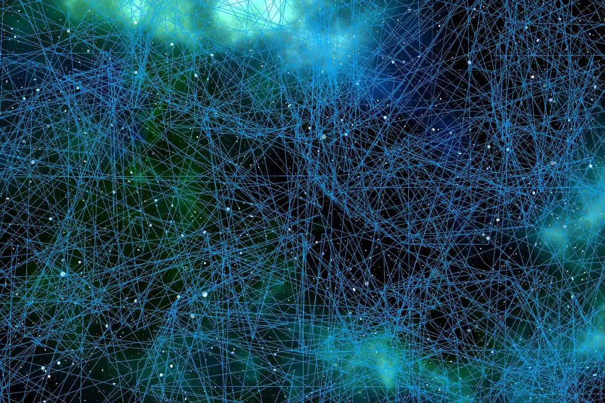 Rappresentazione concettuale di un cervello artificiale luminoso